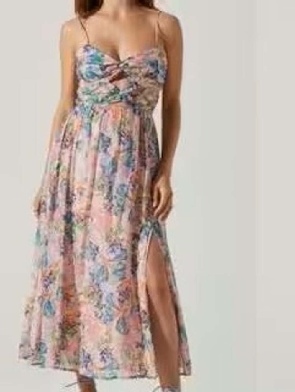 NWT ASTR The Label Emine Dress Romantic Floral Midi Soft Girl Summer Women Large